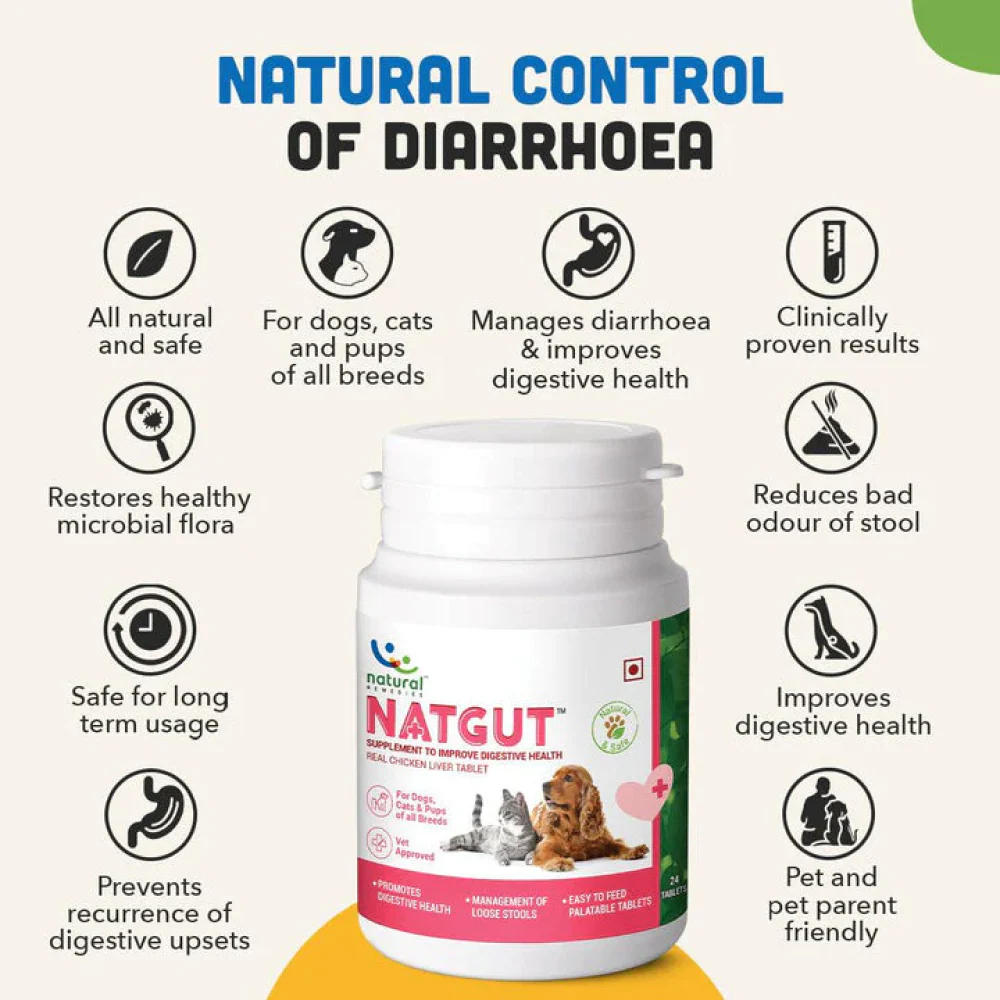 Natural Remedies Natgut Digestive Tablets for Dogs and Cats - Image 2