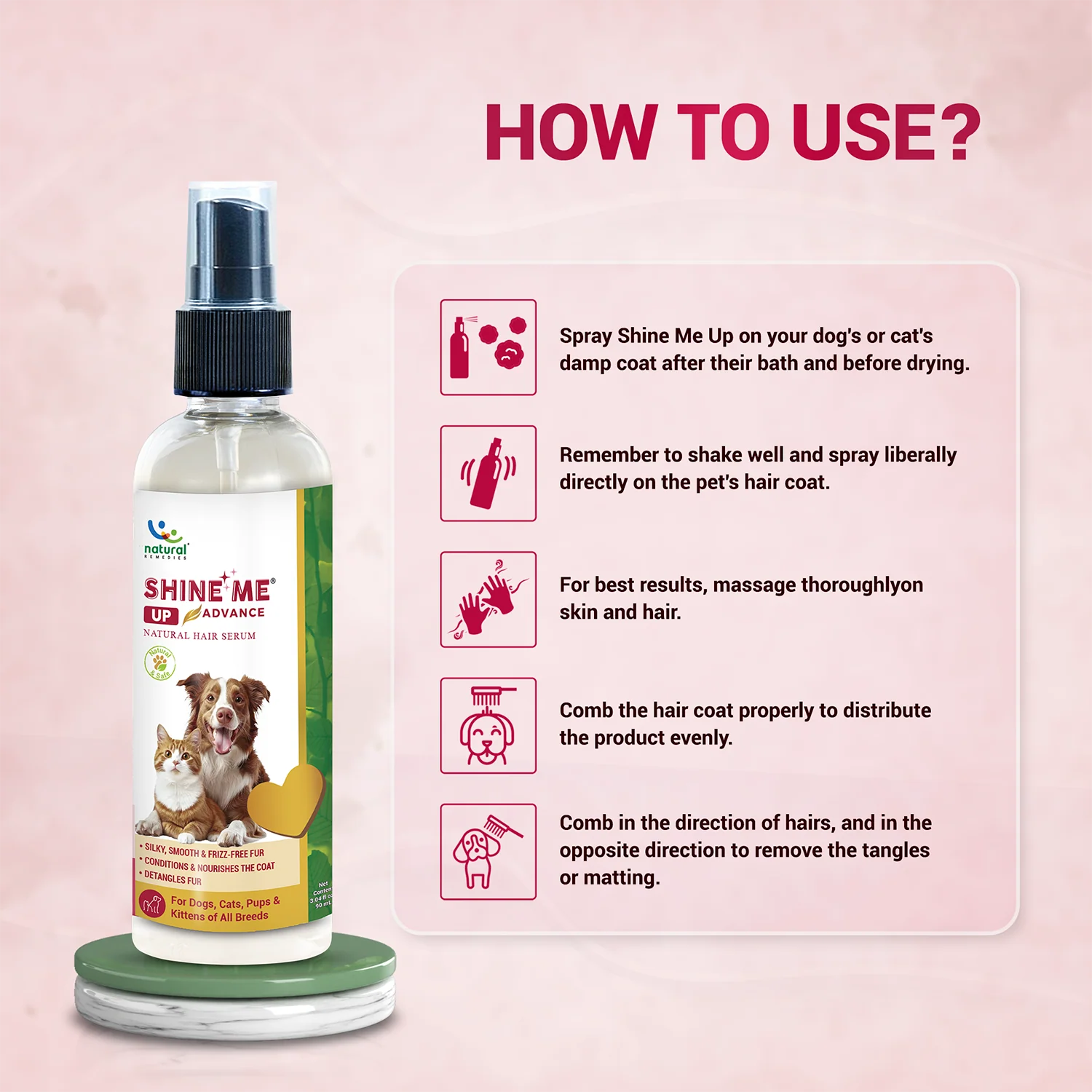 Natural Remedies Shine Me Up Advanced Hair Serum for Dogs and Cats - Image 2