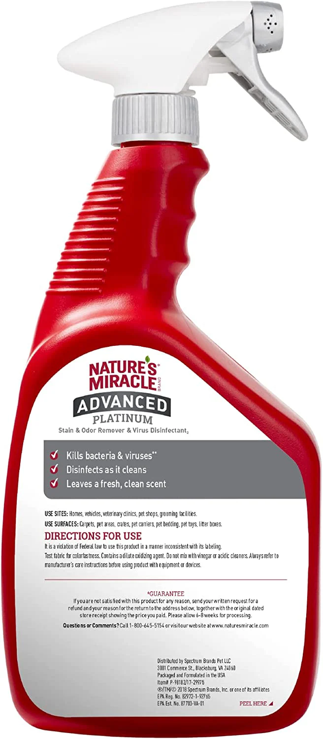 Nature's Miracle JFC Fresh Scented Advanced Platinum Stain and Odor Remover and Virus Disinfectant for Cats - Image 3