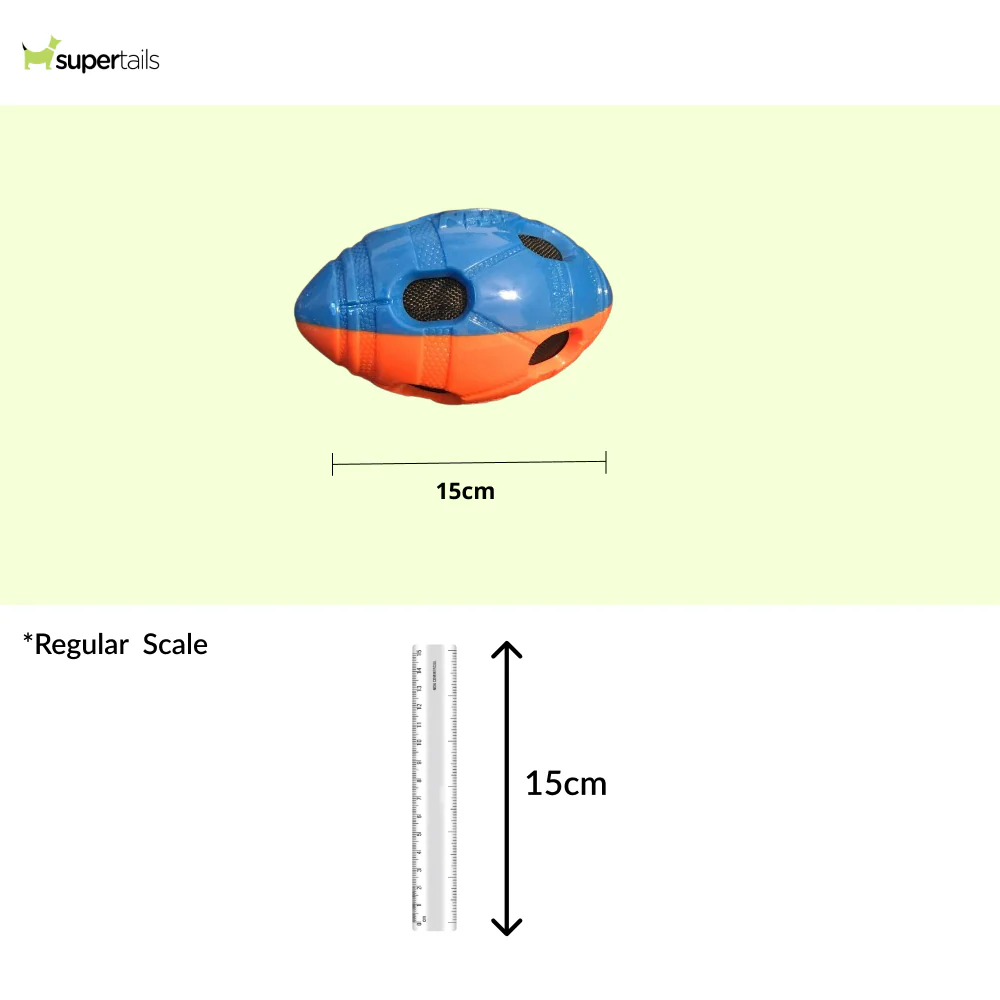 Nerf Bash Squeak and Crunch Football Toy for Dogs (Blue/Orange) - Image 2