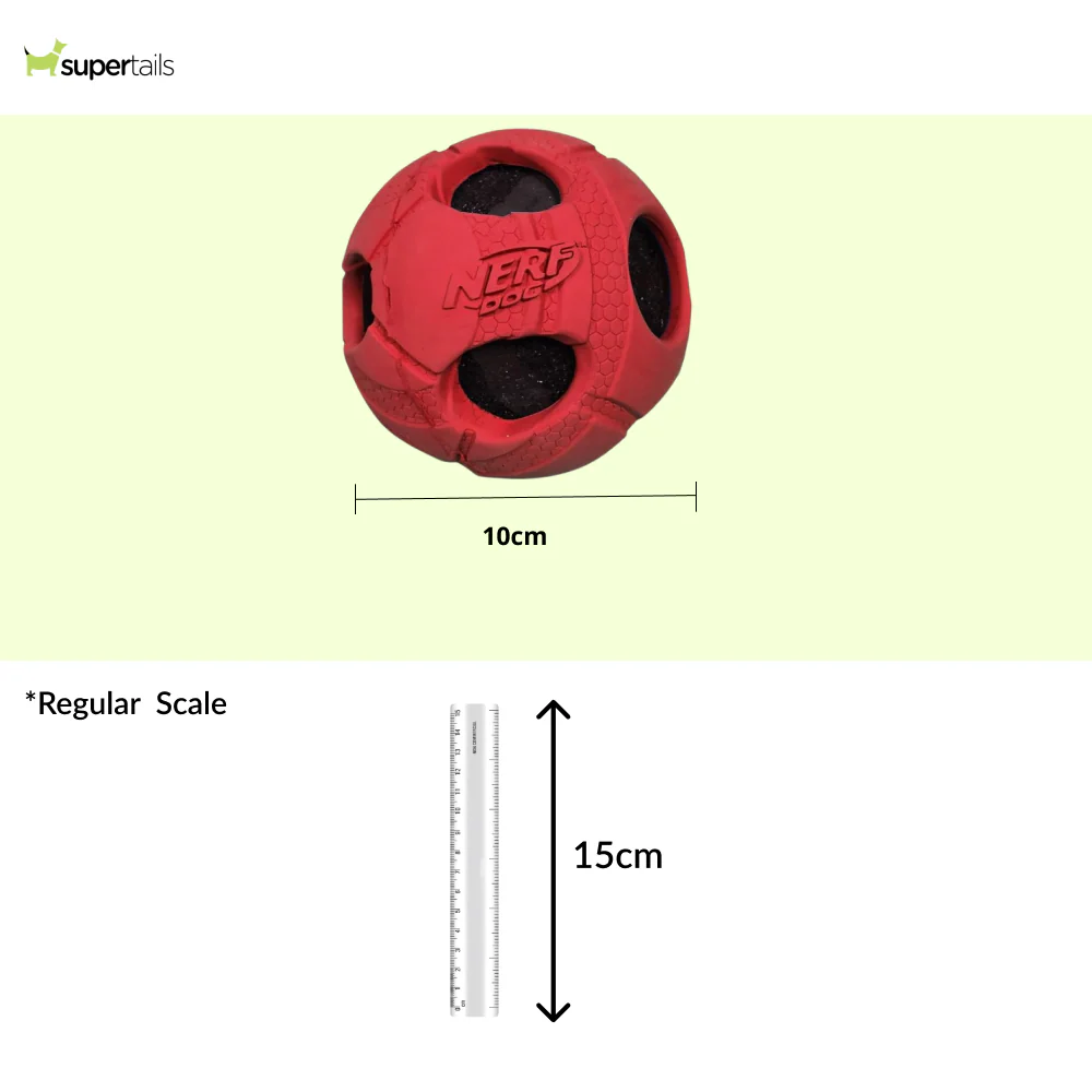 Nerf Bash Transparent TPR Classic Squeak Ball Toy for Dogs (Red) - Image 2