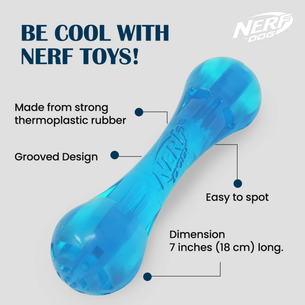 Nerf Bash Ultra Tough TPR Bone Toy for Dogs (Blue) - Image 4