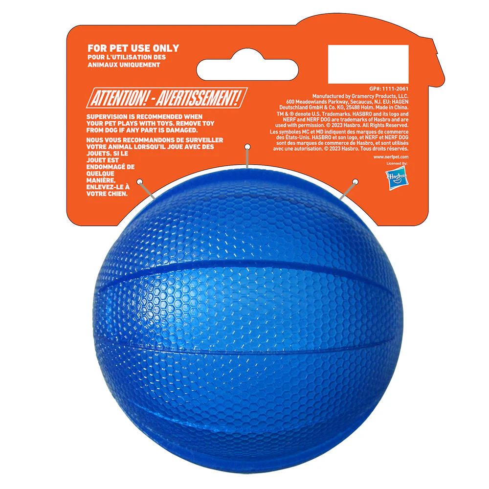 Nerf Dog Classic Squeak Transparent TPR Ball Toy for Dogs (Blue) - Image 3