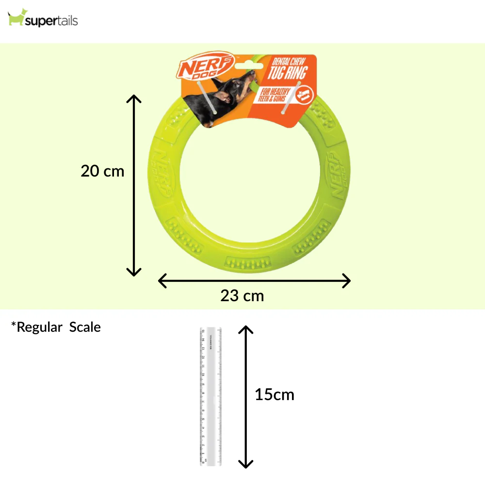 Nerf Dog Dental Tug Ring Toy for Dogs (Green) - Image 2