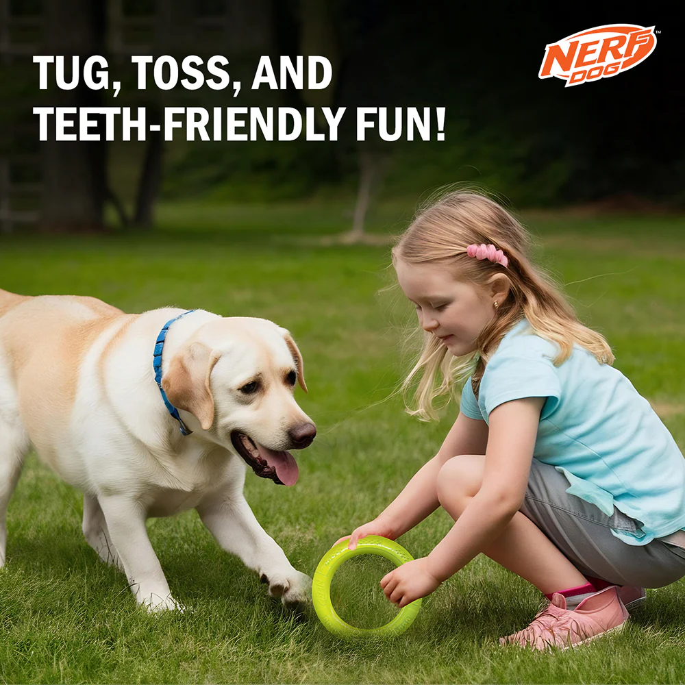 Nerf Dog Dental Tug Ring Toy for Dogs (Green) - Image 4