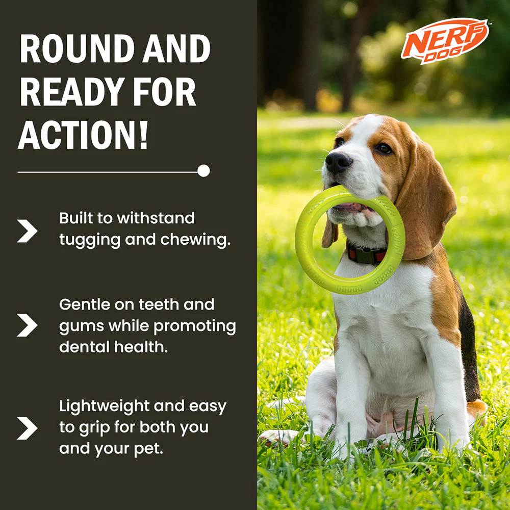 Nerf Dog Dental Tug Ring Toy for Dogs (Green) - Image 5