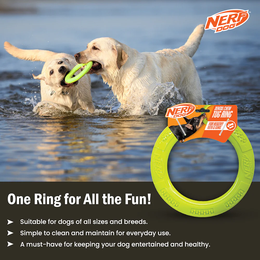 Nerf Dog Dental Tug Ring Toy for Dogs (Green) - Image 8