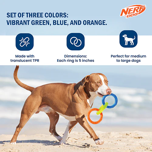 Nerf Dog EXO Translucent Spike 3 Rings Toy for Dogs (Blue/Green/Orange) - Image 3