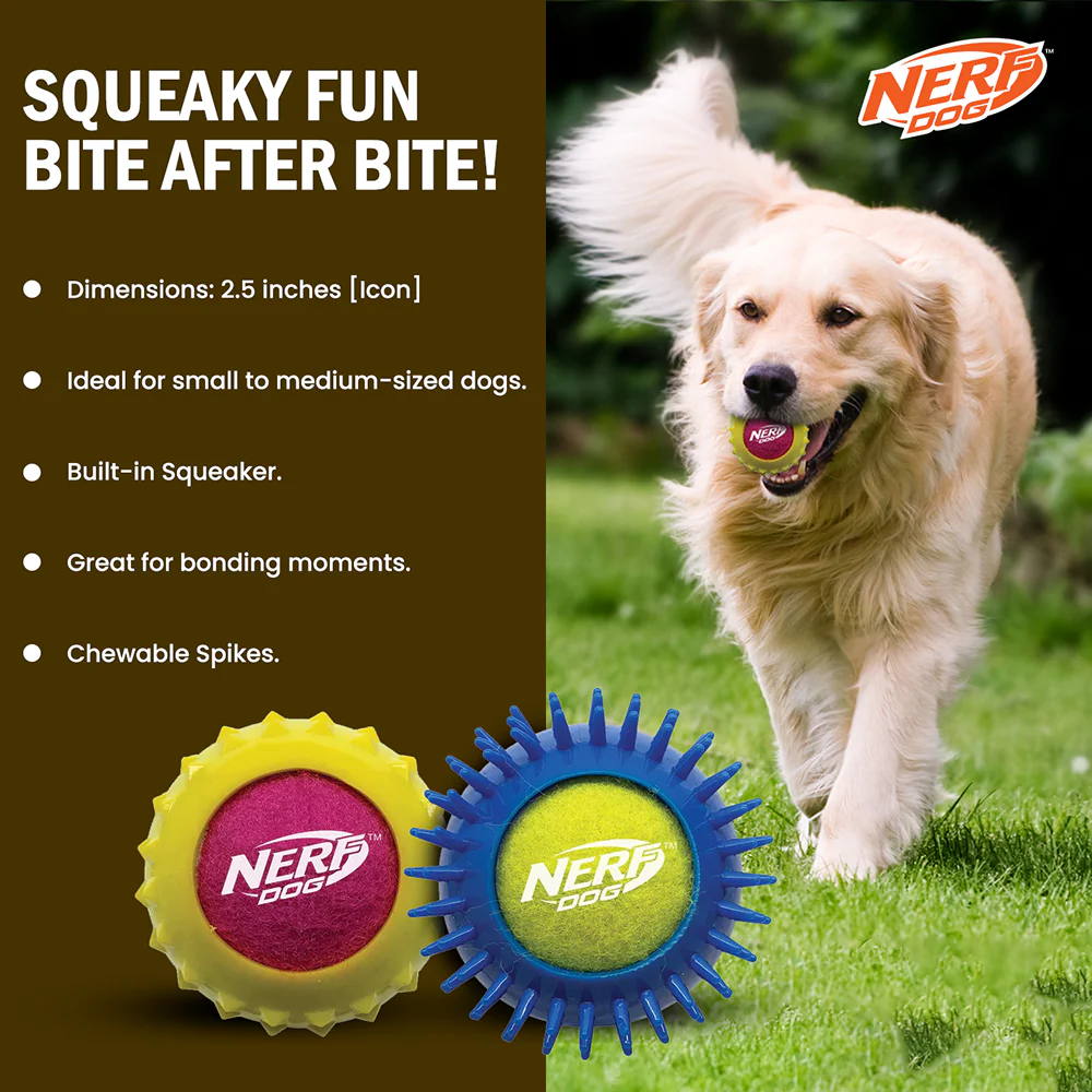 Nerf Dog Set of 2 Durable Squeaky Tennis Balls for Dogs - Image 6