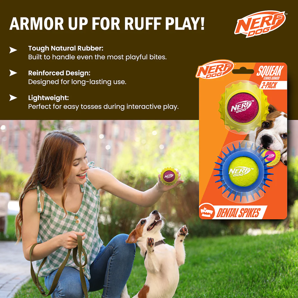 Nerf Dog Set of 2 Durable Squeaky Tennis Balls for Dogs - Image 8