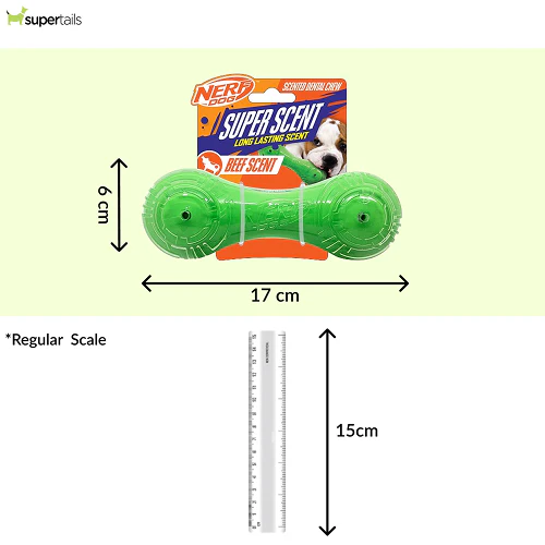 Nerf Dog Super Scent Meat Barbell Interactive Toy for Dogs (Green) - Image 2
