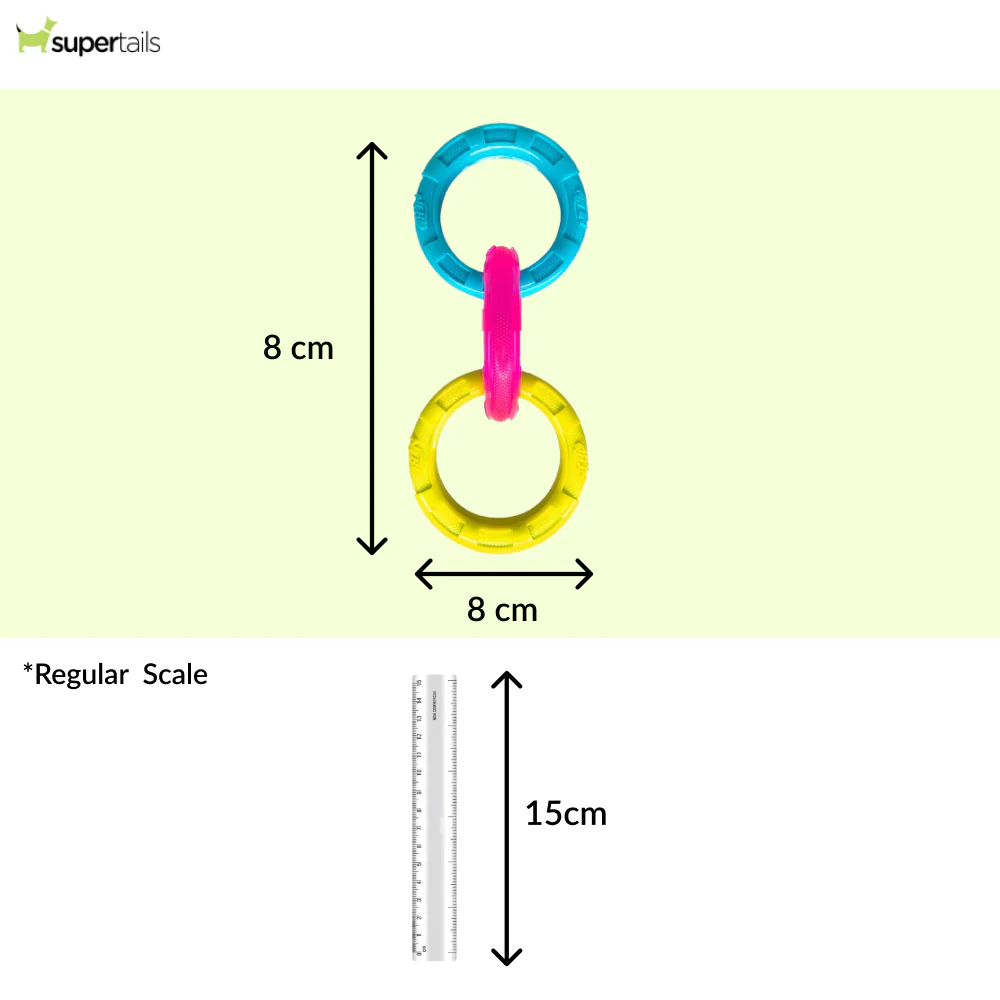 Nerf Dog Translucent Spike 3 Rings Toy for Dogs (Blue/Pink/Yellow) - Image 2