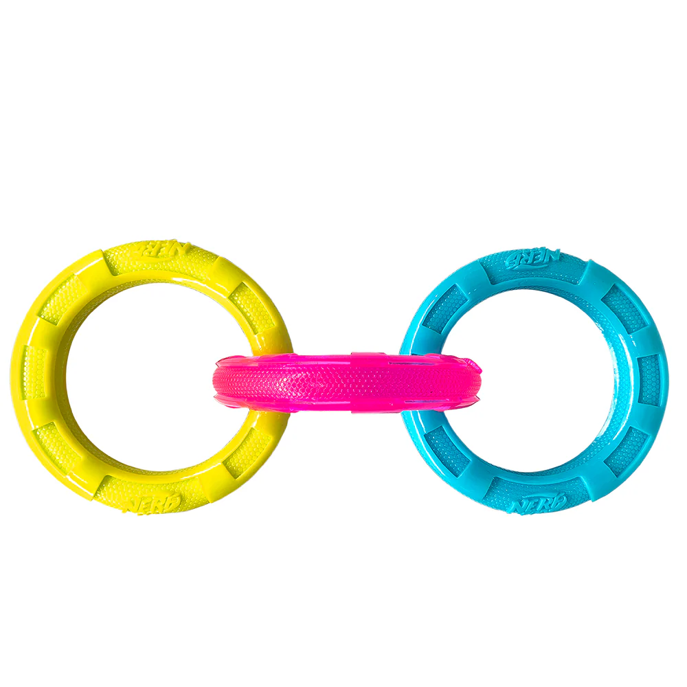 Nerf Dog Translucent Spike 3 Rings Toy for Dogs (Blue/Pink/Yellow) - Image 3