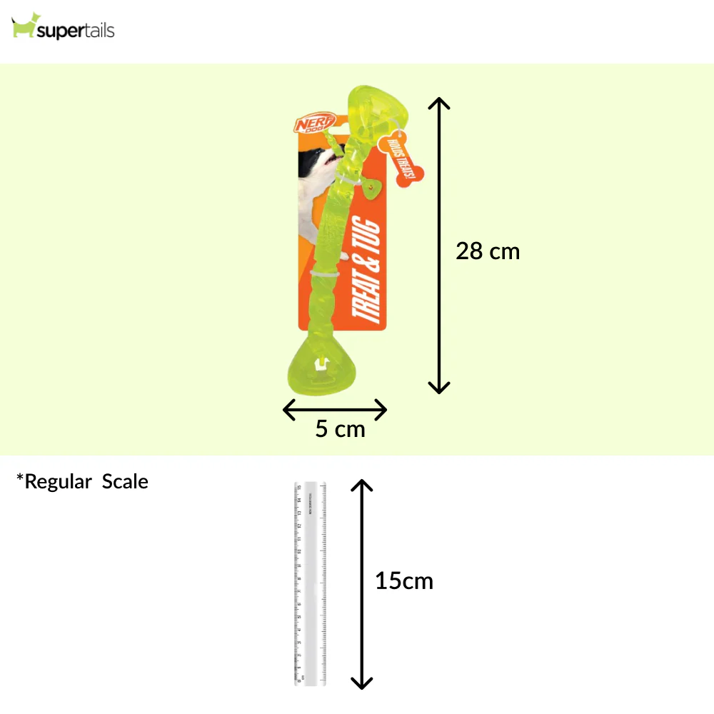 Nerf Dog Bone Tug Interactive Treat Dispenser Toy for Dogs (Green) - Image 2