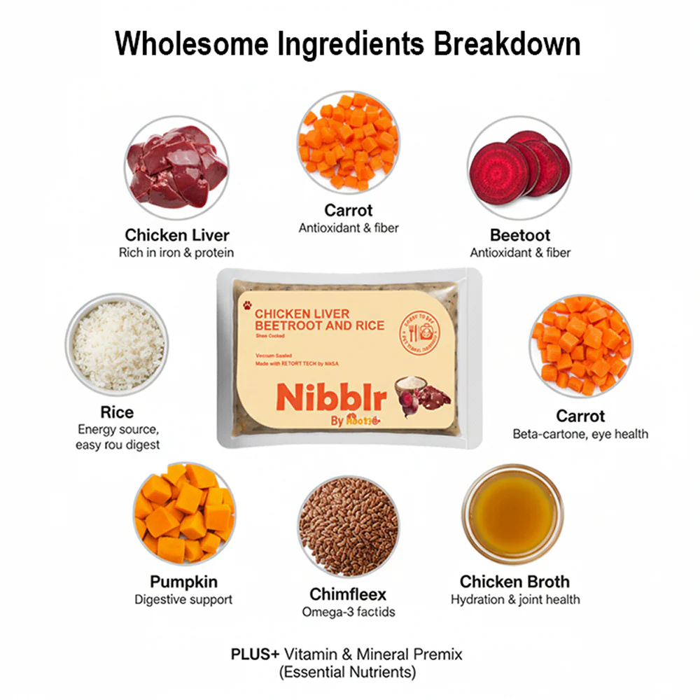 Nibblr By Nootie Wholesome Chicken Liver Beetroot & Rice Ready to Eat Meal Dog Wet Food - Image 2