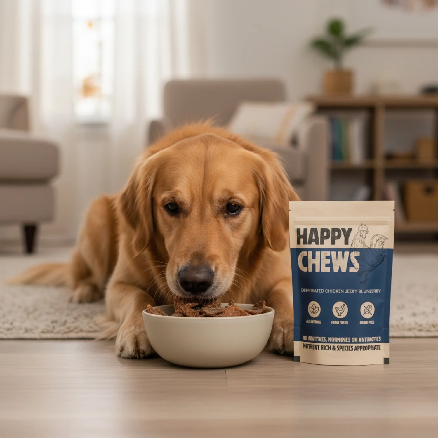 Nootie Happy Chew Dehydrated Blueberry Flavoured Chicken Jerky Dog Treat - Image 5