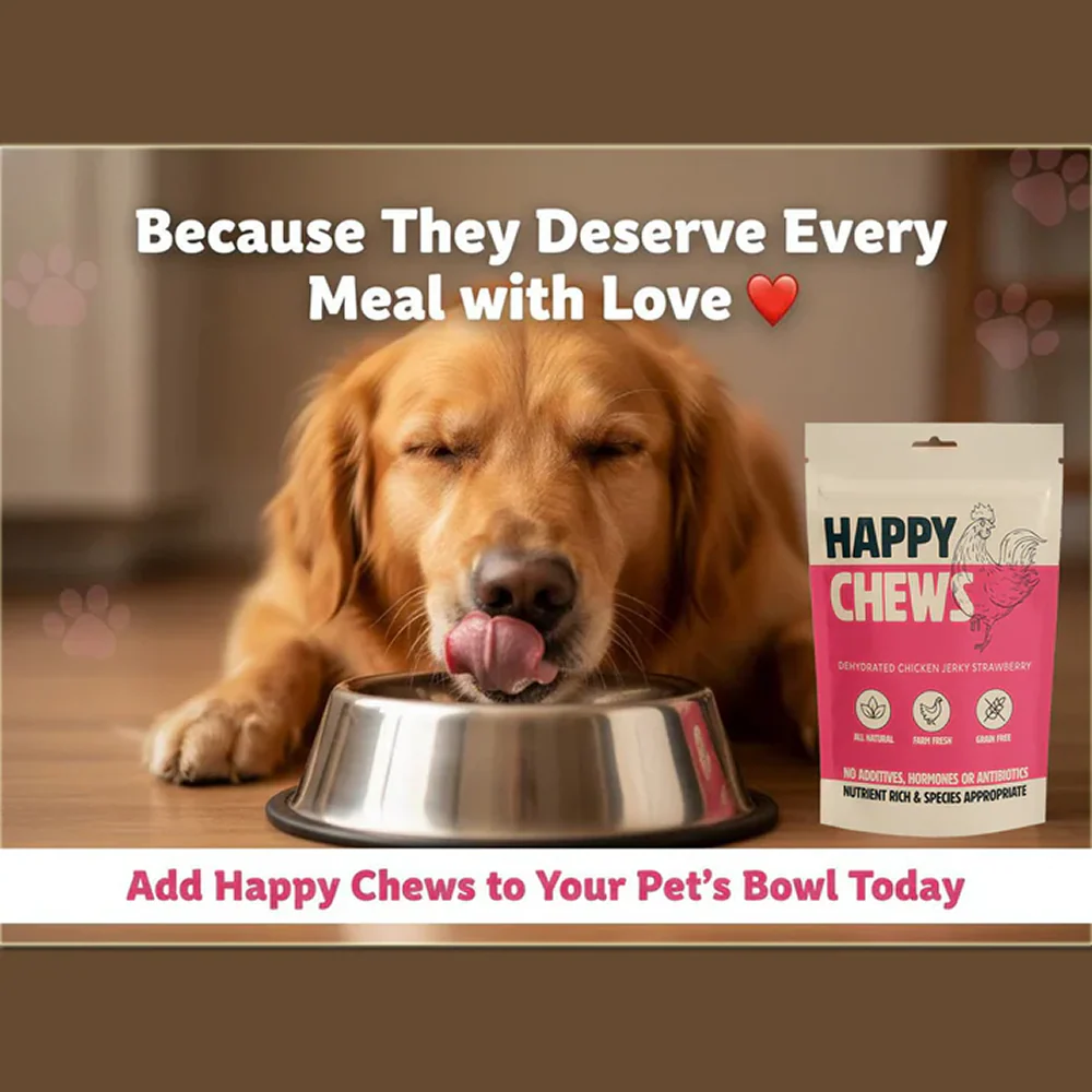Nootie Happy Chew Dehydrated Strawberry Flavoured Chicken Jerky Dog Treat - Image 6