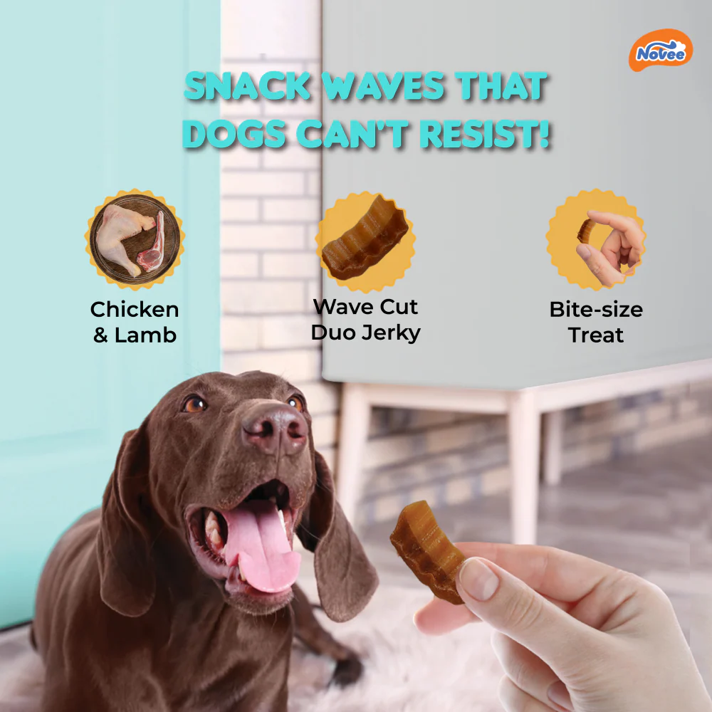 Novee Wave Cut Duo Chicken and Lamb Jerky Treats for Dogs - Image 2