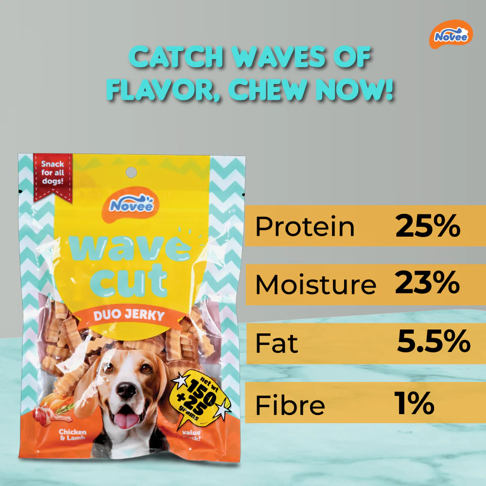 Novee Wave Cut Duo Chicken and Lamb Jerky Treats for Dogs - Image 5
