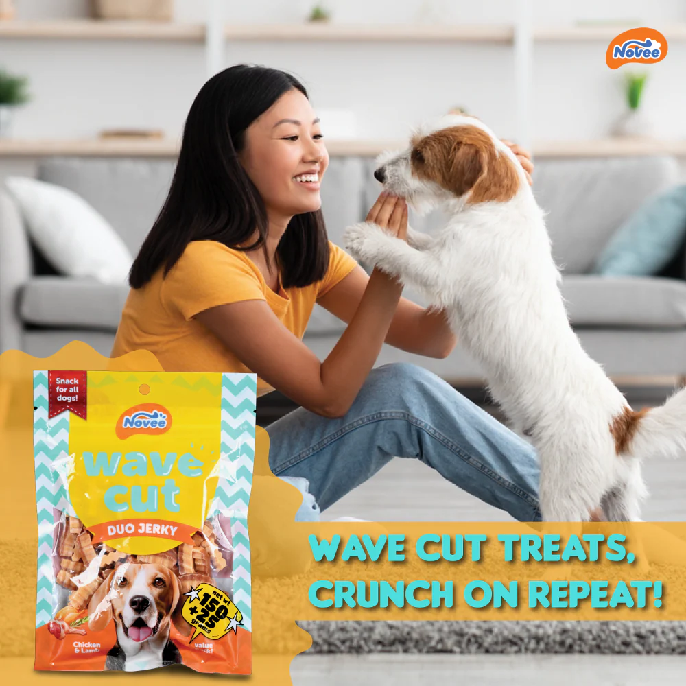 Novee Wave Cut Duo Chicken and Lamb Jerky Treats for Dogs - Image 6