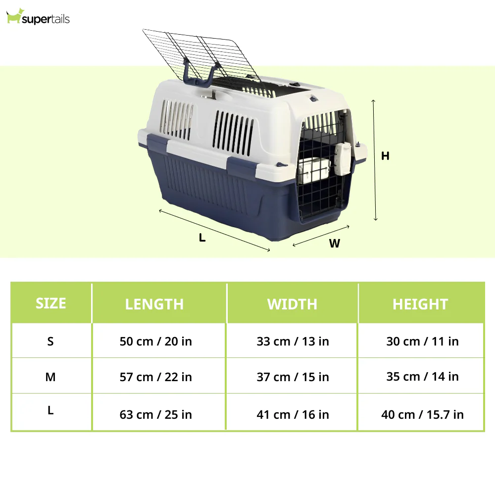 NutraPet Closed Top Open Grill Carrier Box for Dogs and Cats (Dark Blue) - Image 2