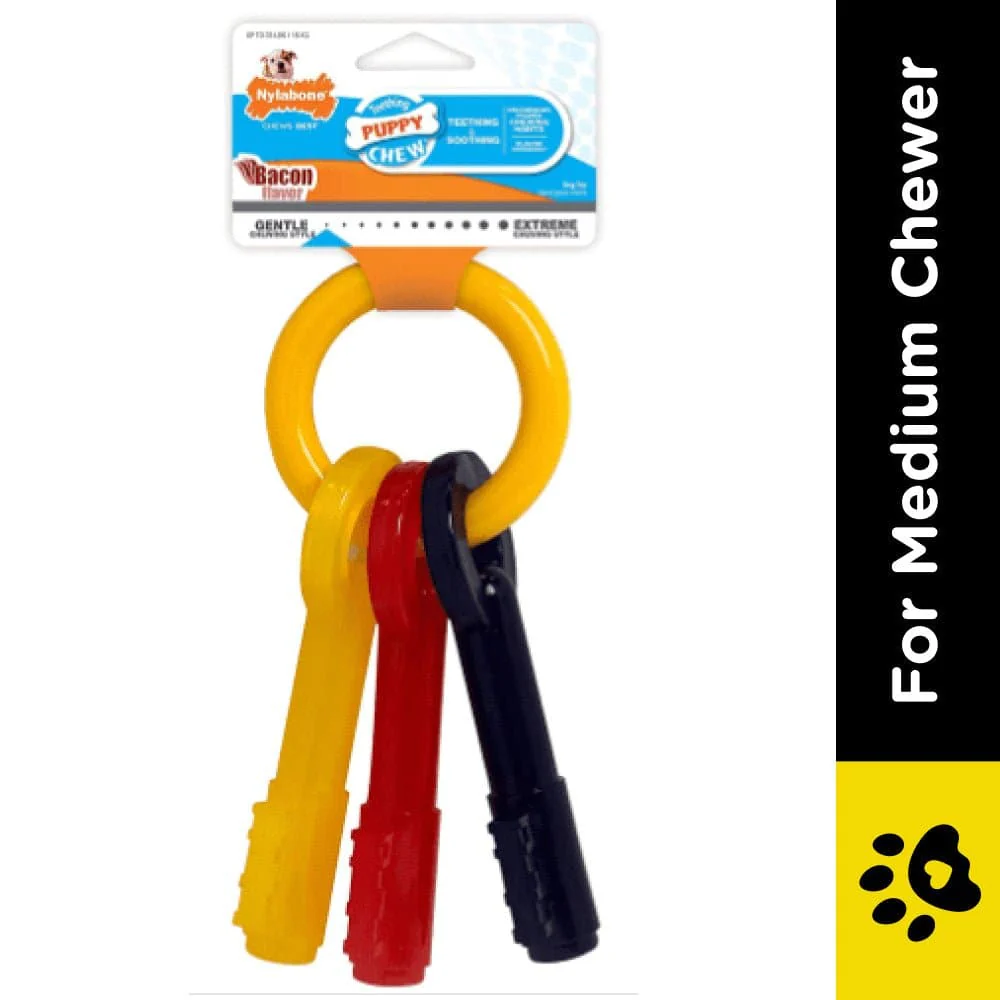 Nylabone Bacon Flavor Puppy Teething Keys Chew Toy for Dogs - Image 2