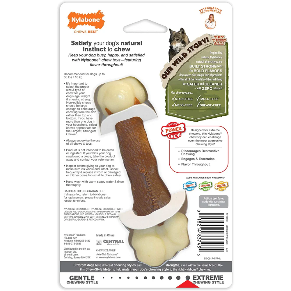 Nylabone Beef Flavor Power Chew Femur Dog Bone for Dogs - Image 4