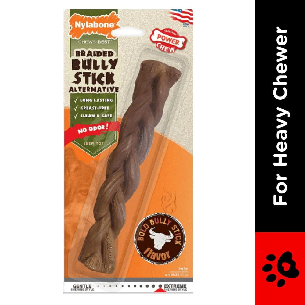 Nylabone Braided Bully Stick Power Chew Alternative Toy for Dogs - Image 2
