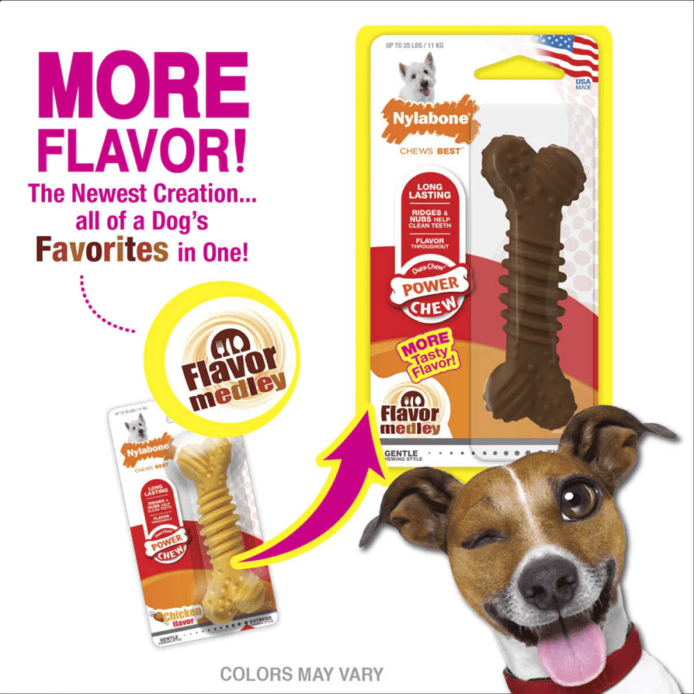 Nylabone Medley Flavoured Textured Power Chew Bone Toy for Dogs (Brown) - Image 6