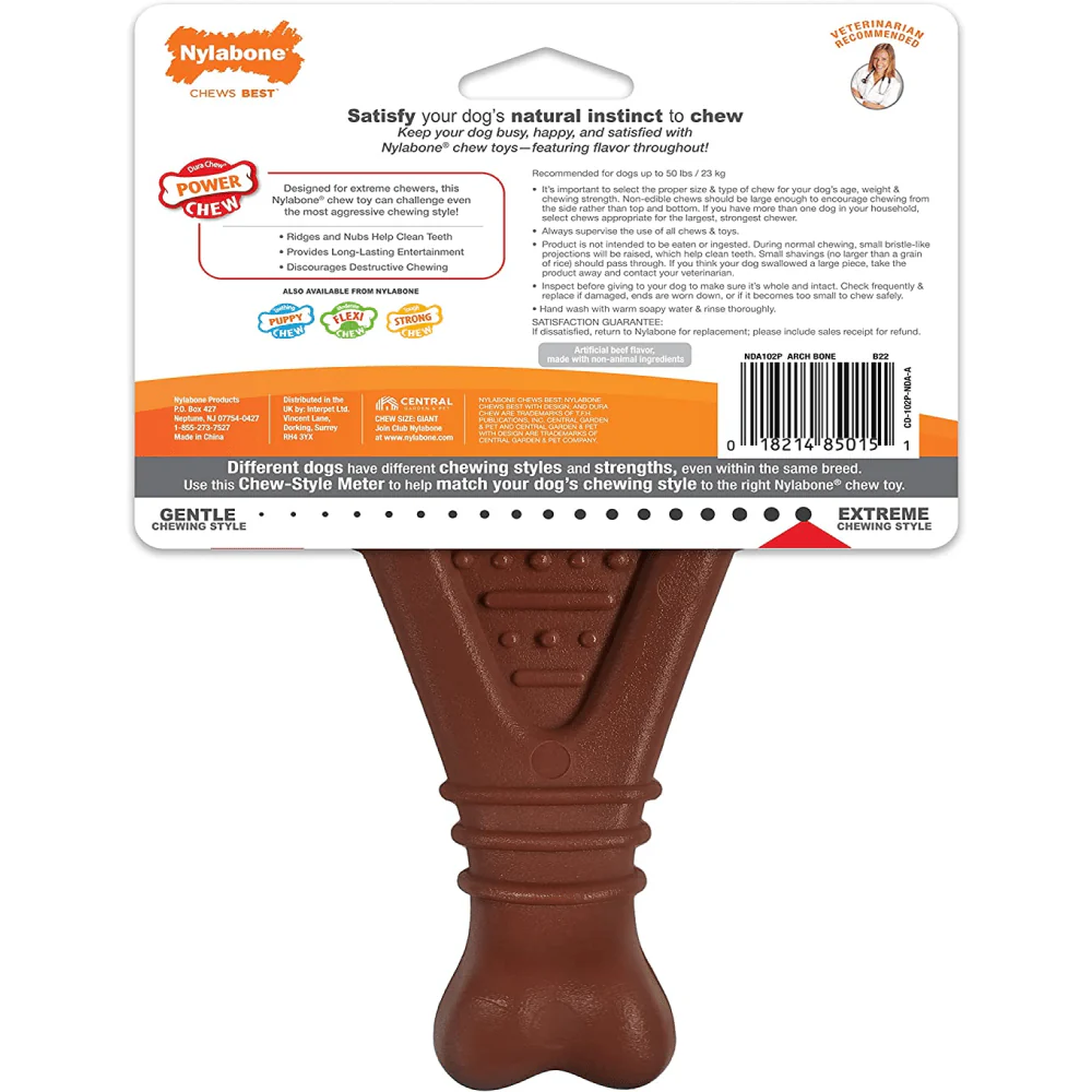 Nylabone  Power Chew Dental Arch Bone Toy for Dogs (Brown) - Image 3
