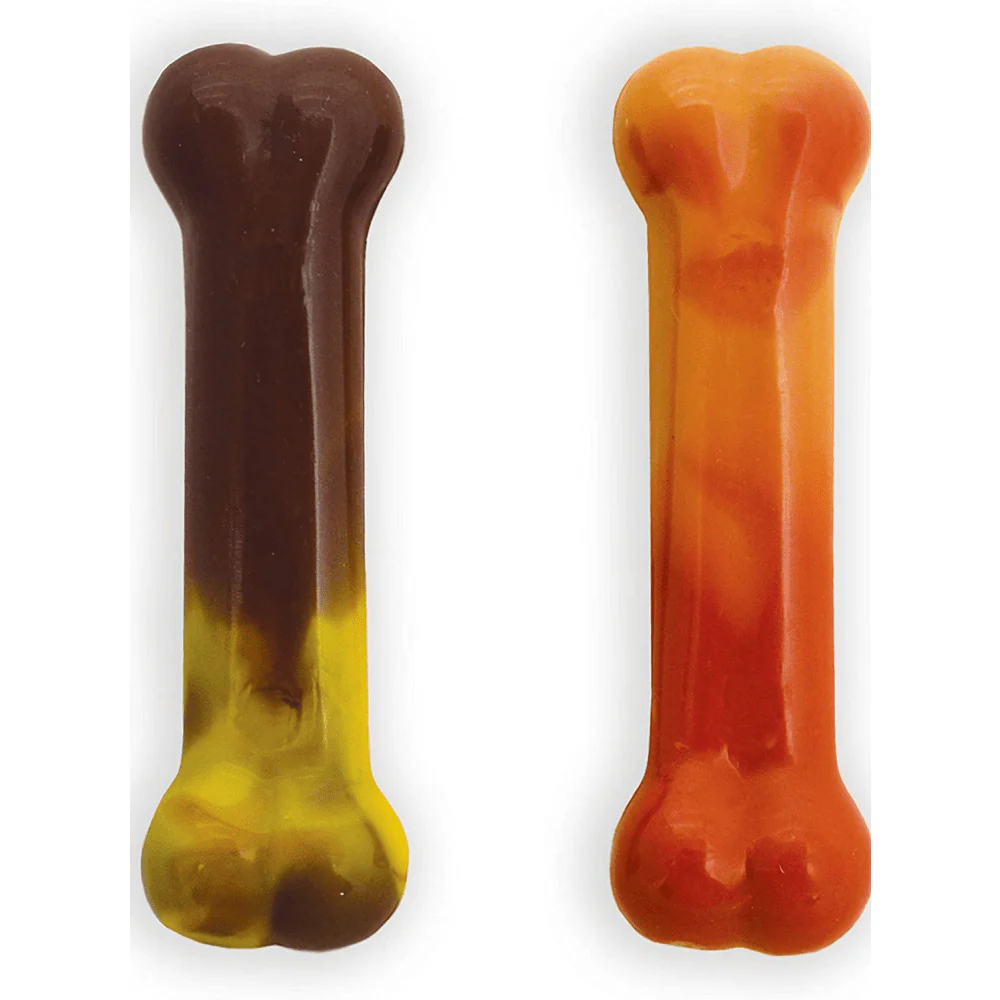 Nylabone Power Chew Flavor Frenzy Bone Twin Pack Toy for Dogs (Yellow, Brown) - Image 3