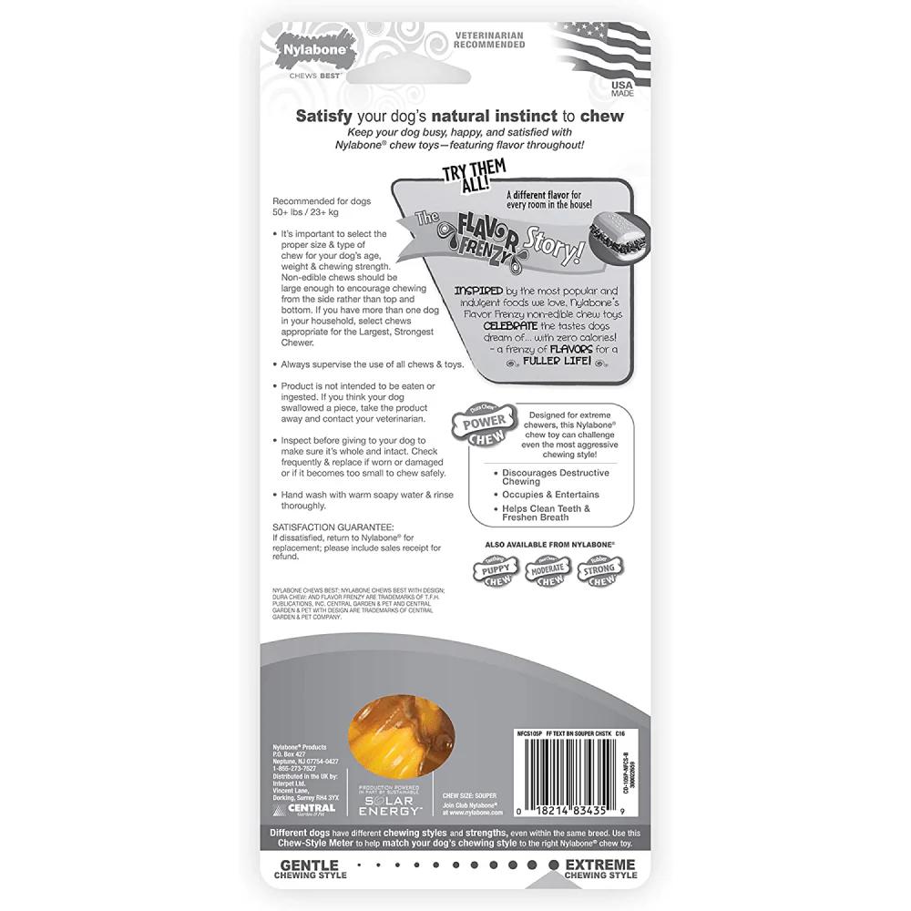 Nylabone Power Chew Flavor Frenzy Textured Bone Toy for Dogs (Yellow, Brown) - Image 4