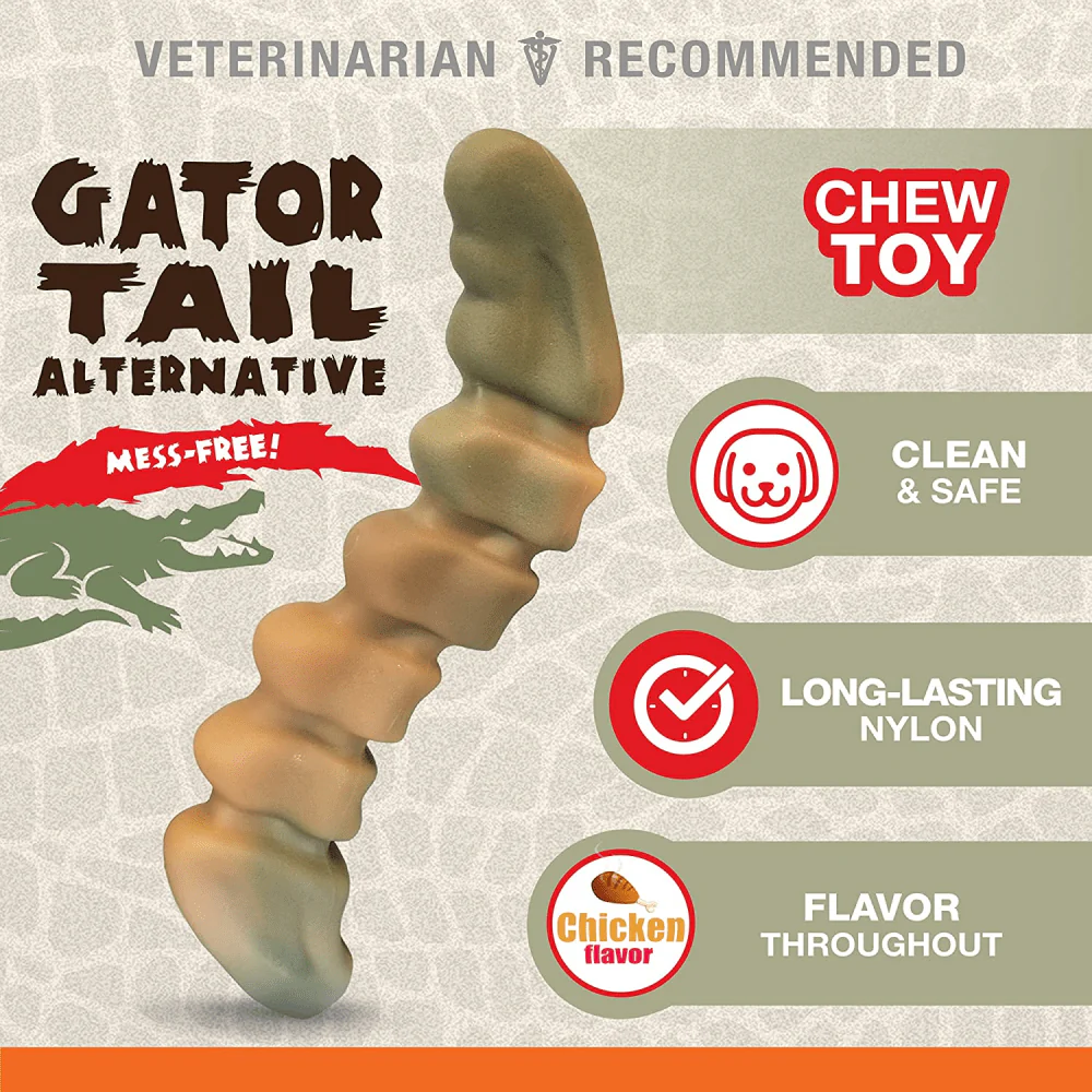 Nylabone Power Chew Gator Alternative Toy For Dogs (Green, Beige) - Image 5