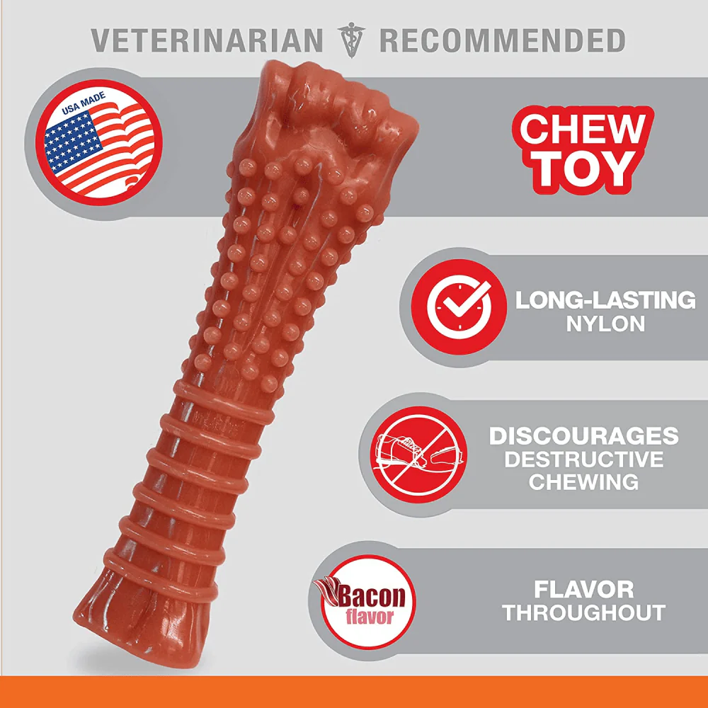 Nylabone Power Chew Textured Bone Toy for Dogs (Brown) - Image 4