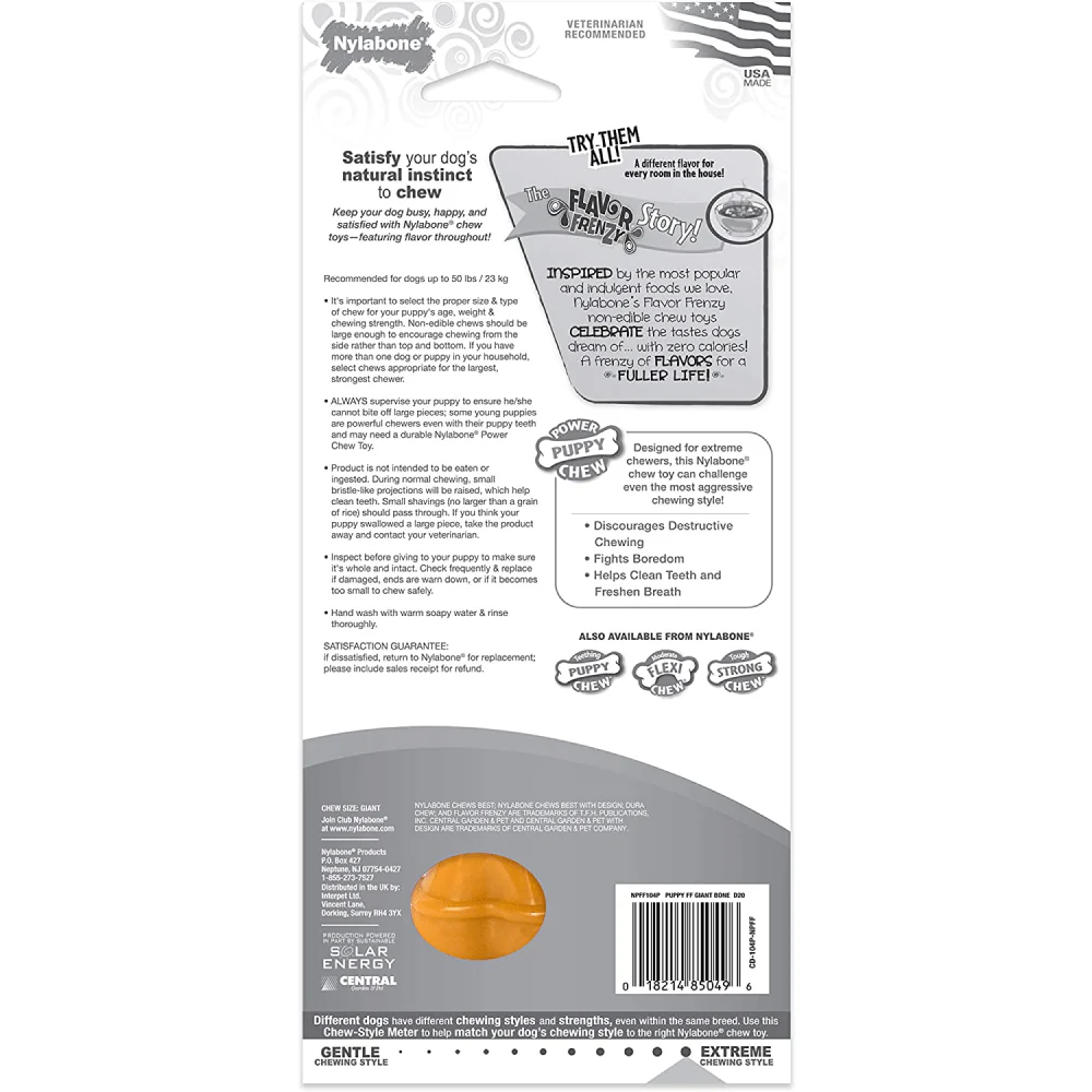Nylabone Puppy Power Chew Toy for Dogs (Orange) - Image 2