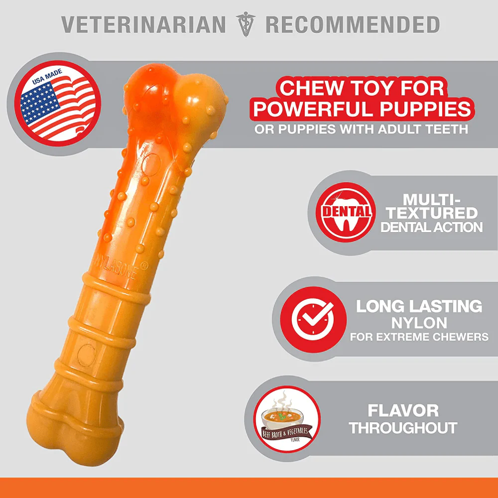 Nylabone Puppy Power Chew Toy for Dogs (Orange) - Image 4
