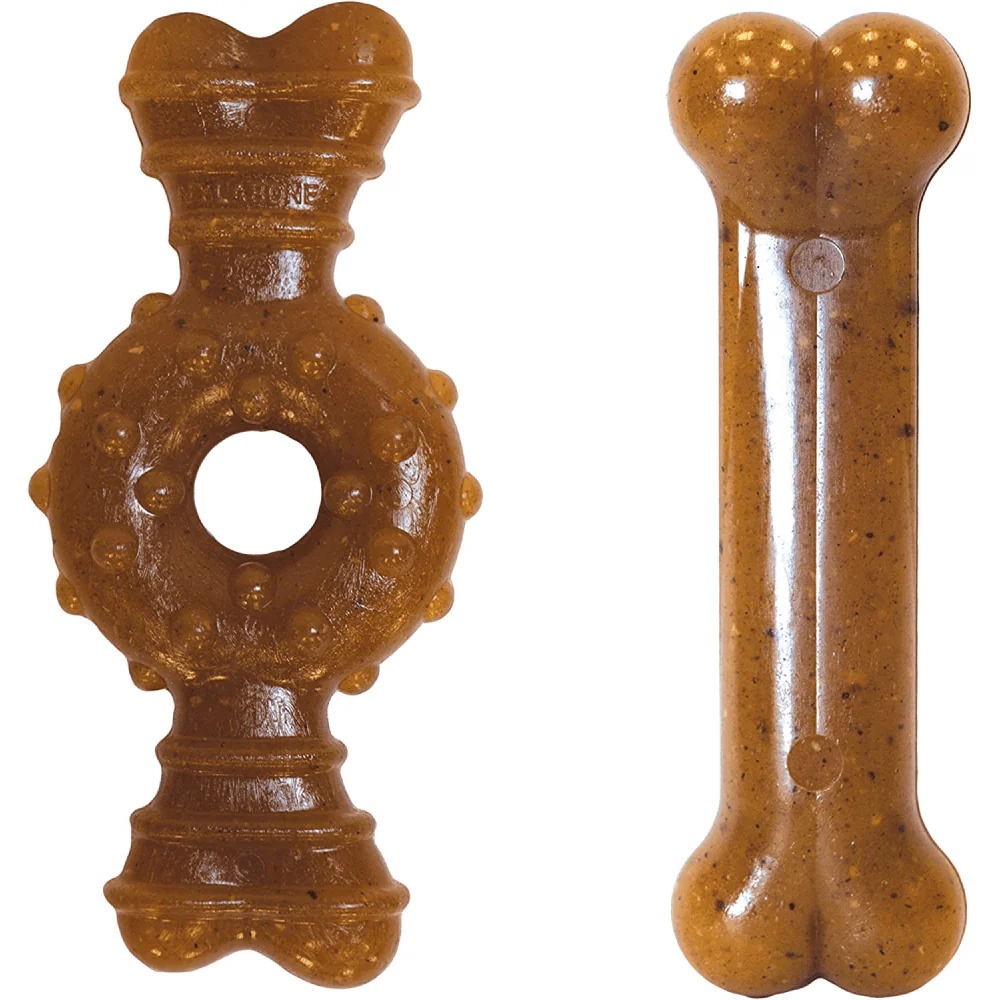 Nylabone Puppy Teething Chicken Flavoured Chew and Ring Bone Toy for Dogs (Brown) - Image 3