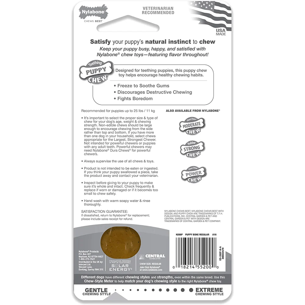 Nylabone Puppy Teething Chicken Flavoured Chew Bone Toy for Dogs (Brown) - Image 4