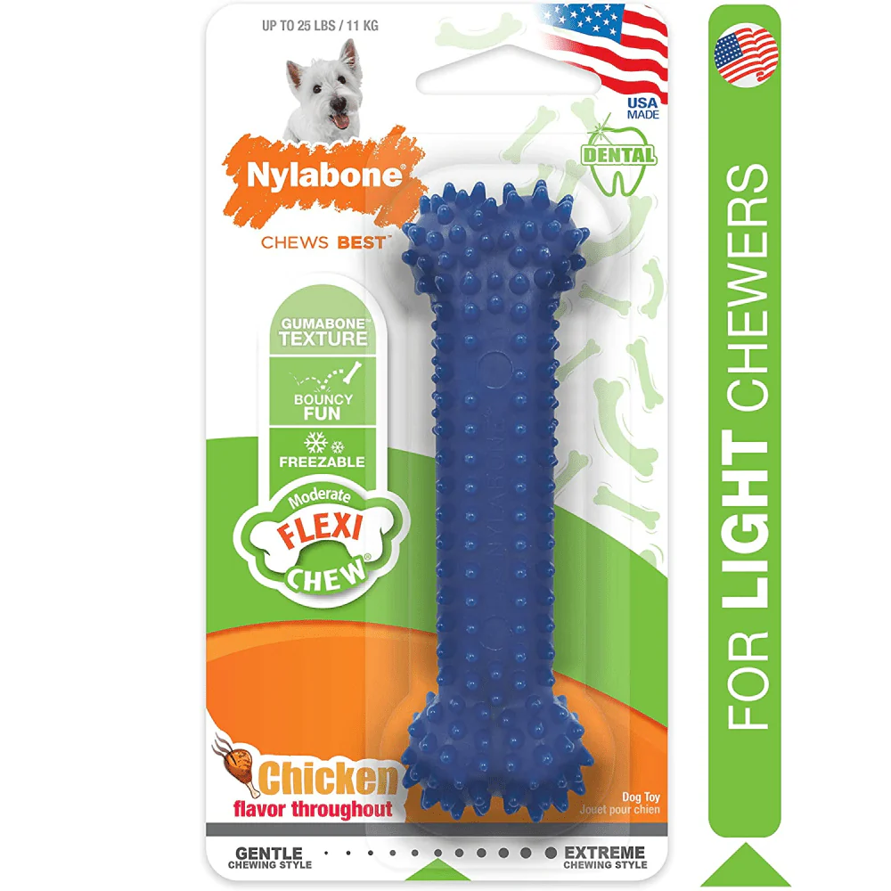 Nylabone Puppy Teething Chicken Flavoured Dental Chew Bone Toy for Dogs (Blue) - Image 4