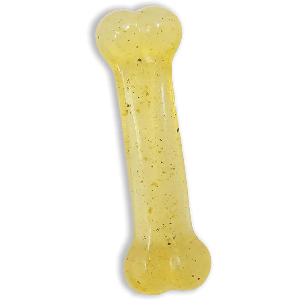Nylabone Puppy Teething Chicken Flavoured Flexi Chew Bone Toy for Dogs (Beige) - Image 3