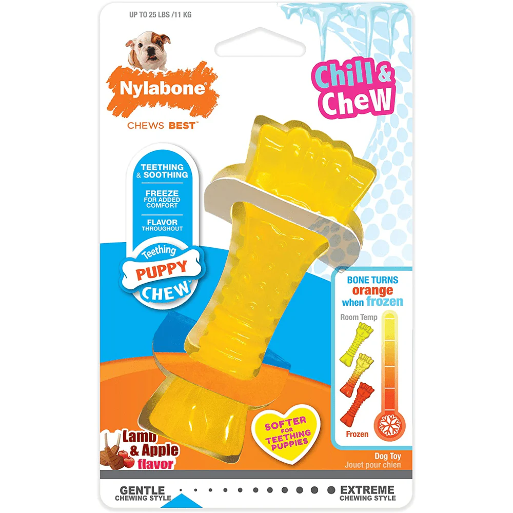 Nylabone Puppy Teething Lamb and Apple Flavoured Chew Bone Toy for Dogs (Yellow) - Image 3