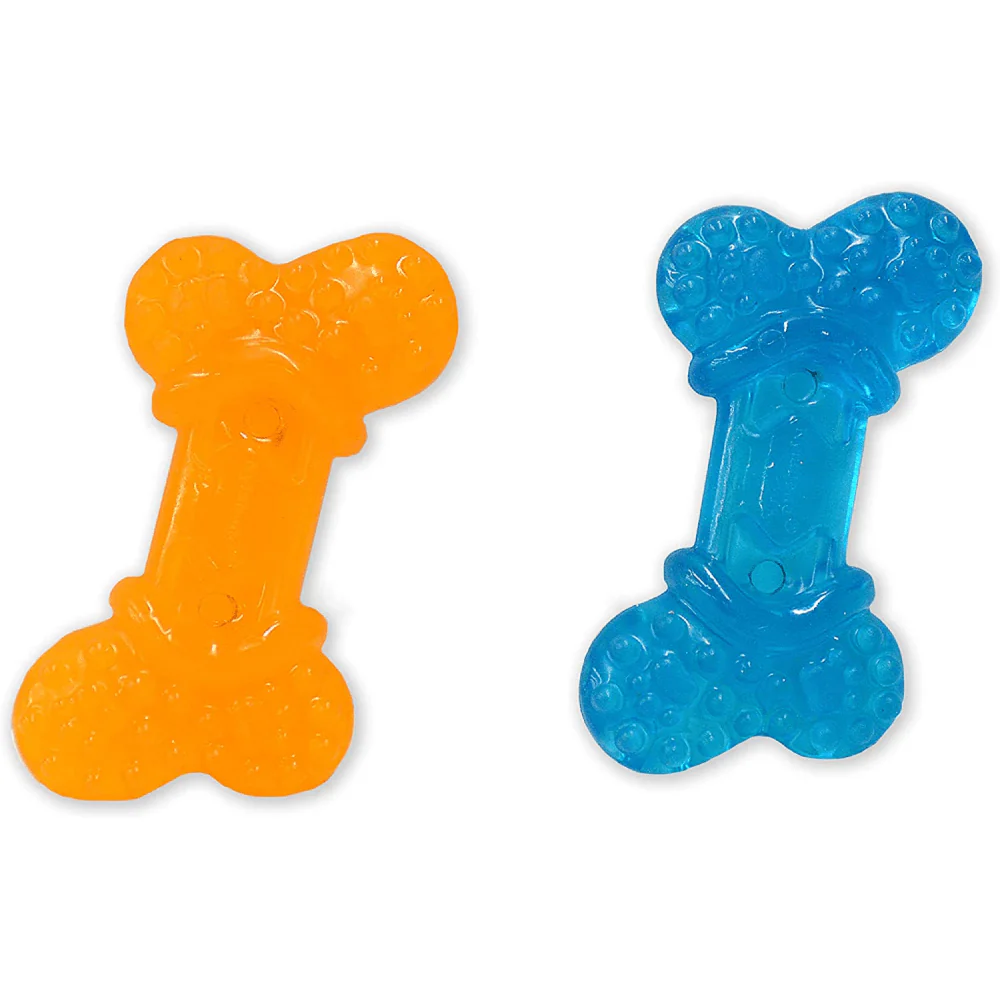 Nylabone Puppy Teething Peanut Butter and Bacon Flavoured Flexi Chew Bone Toy for Dogs (Orange/Blue) - Image 3