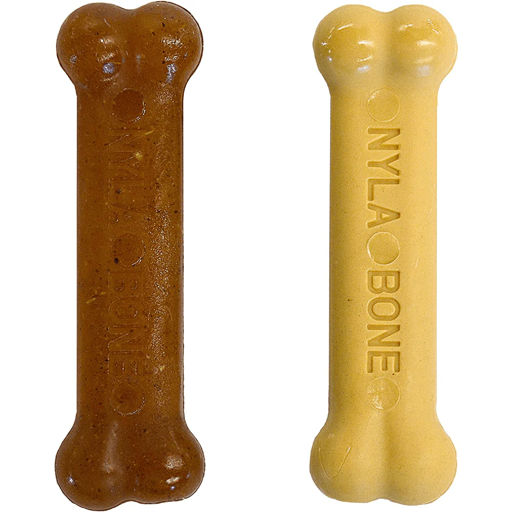 Nylabone Puppy Teething Peanut Butter and Chicken Flavoured Chew and Power Chew Bone Toy for Dog (Brown/Beige) | For Aggressive  Chewers - Image 3