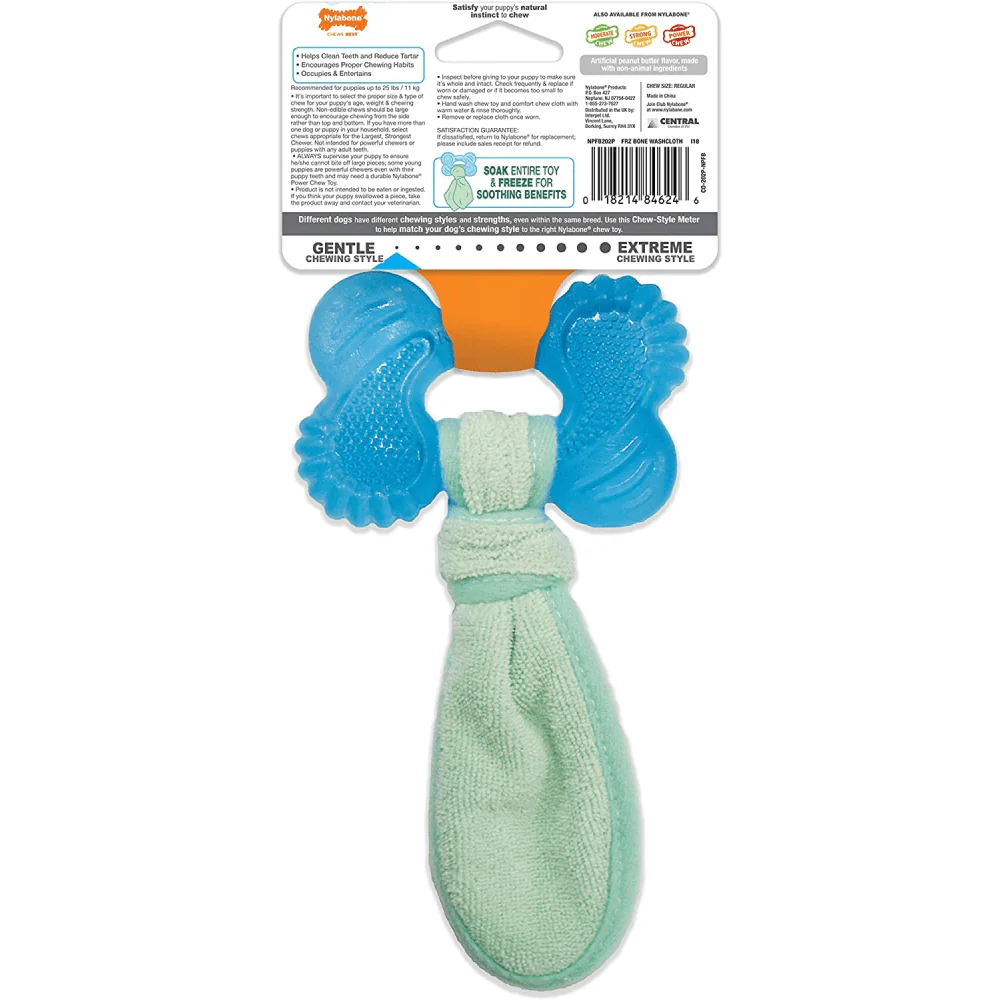 Nylabone Puppy Teething Peanut Butter Flavoured Chew Freezer Bone Toy for Dogs (Blue/Green) - Image 4