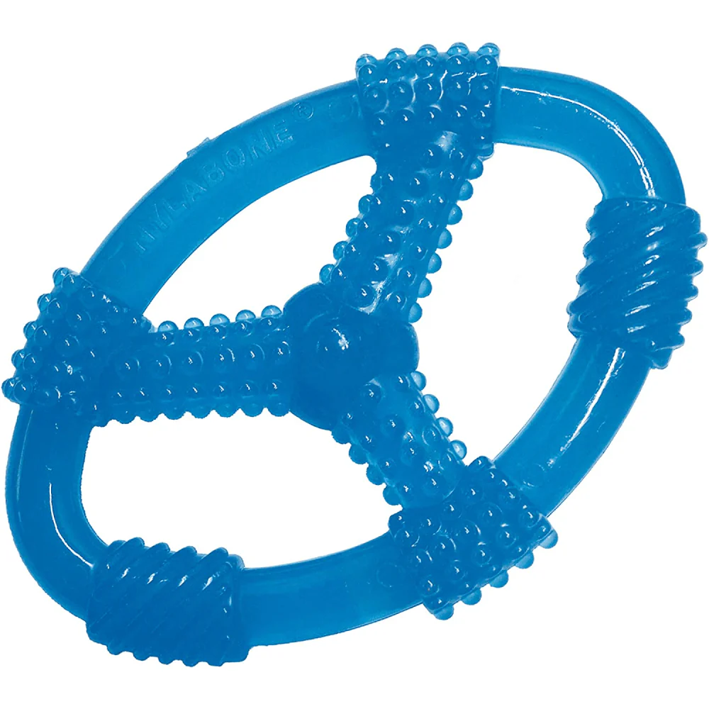 Nylabone Puppy Teething Peanut Butter Flavoured Chew Ring Toy for Dogs (Blue) - Image 3