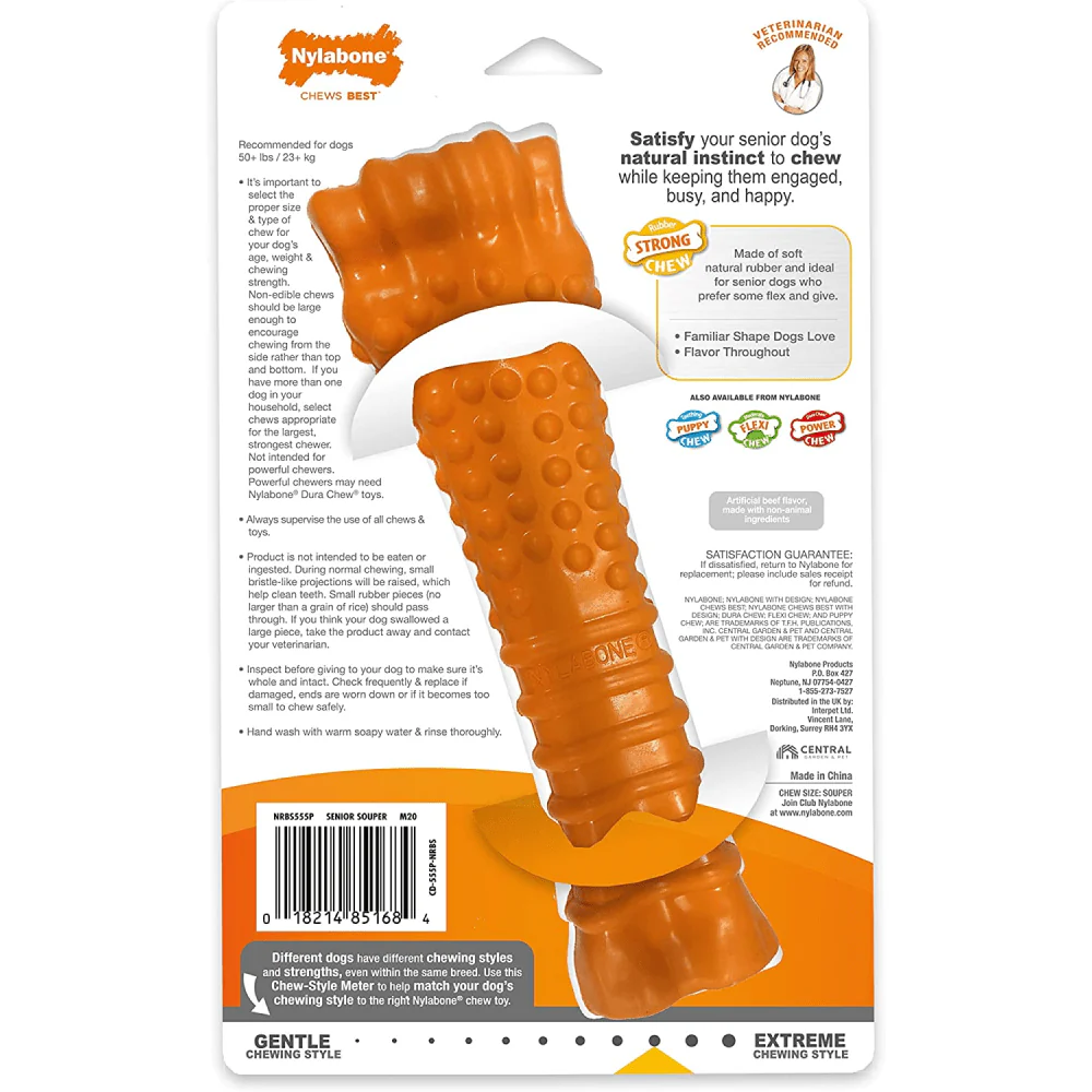 Nylabone Sliver Collection Beef Flavoured Stong Chew Toy for Dogs (Orange) - Image 4