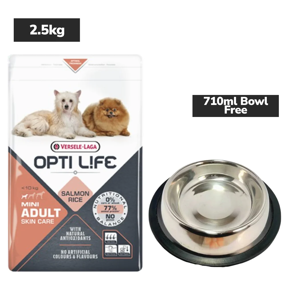 Versele Laga Opti Life Salmon & Rice Mini Skin Care Adult Dog Dry Food - Image 2
