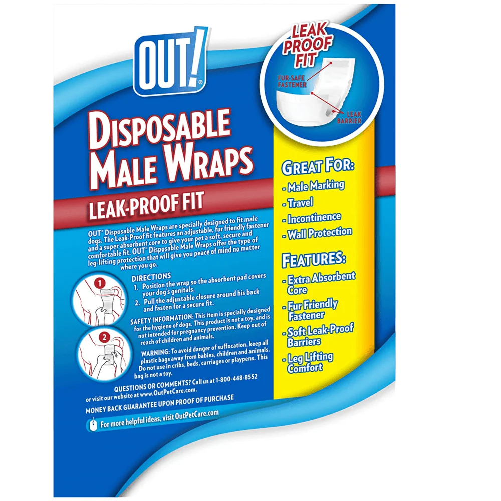 OUT! Disposable Diapers for Male Dog (33x46cm) - Image 3
