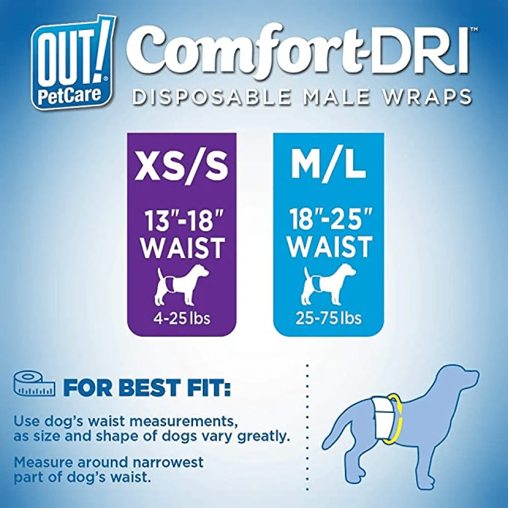 OUT! Disposable Diapers for Male Dog (33x46cm) - Image 7