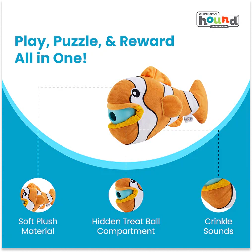 Outward Hound Big Mouth Clown Fish Plush Toy for Dogs (Orange) - Image 5